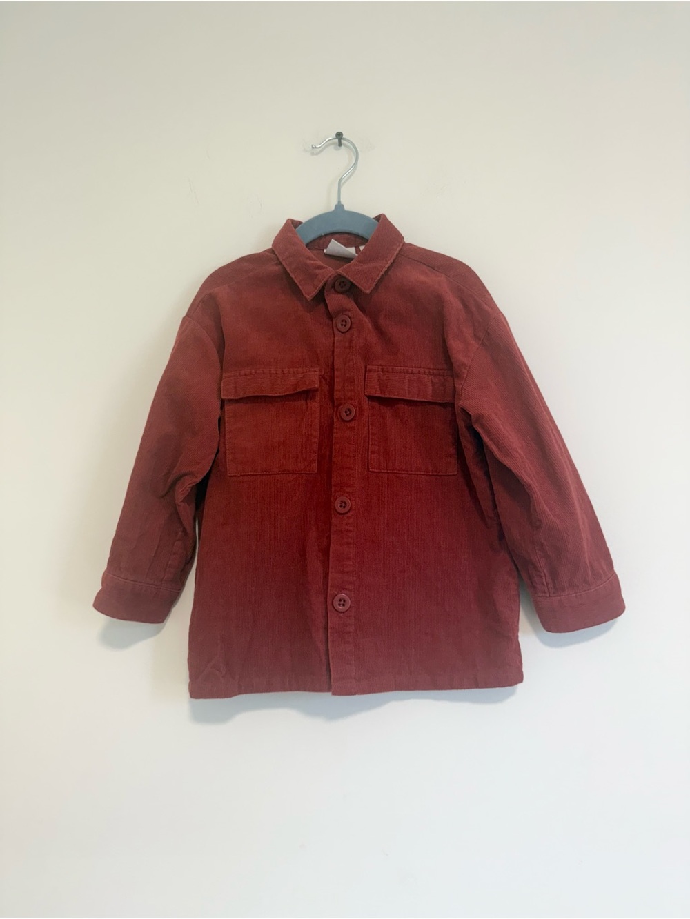 Zara Kids Corduroy Button-Front shirt maroon 3-4 years